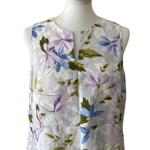 J. Jill Love Linen Dress MP Medium Petite Classic Dress Fall Floral Boho MP Work - Picture 6 of 9